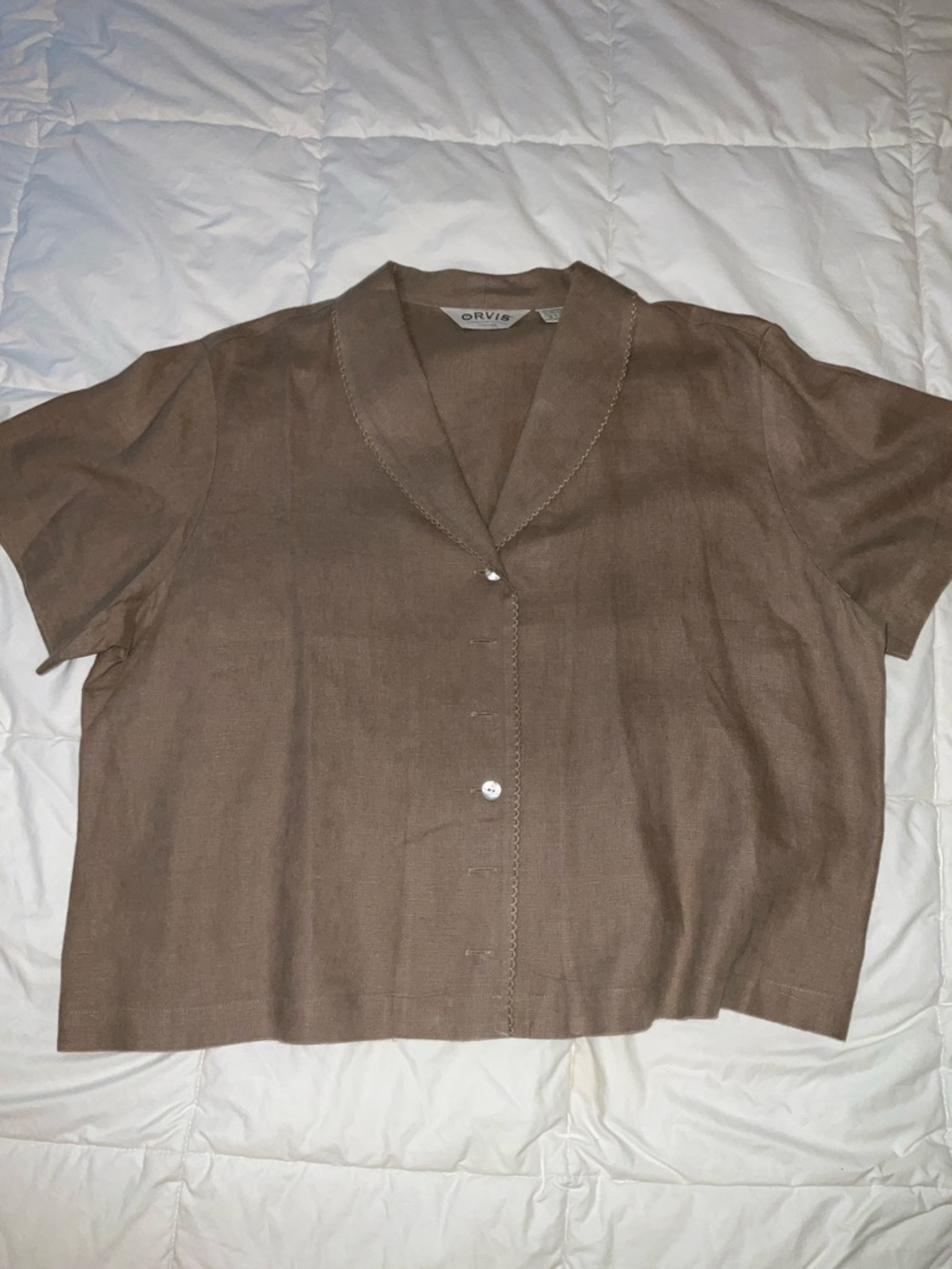 Orvis Brown Short-Sleeve V-Neck Cardigan
